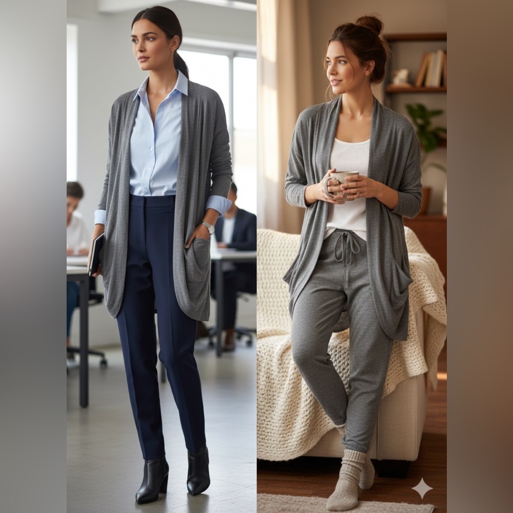 Addition Elle Charcoal Grey Drape Cardigan Woman Lady Plus Size 1X